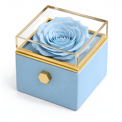 Boîte à roses éternelles | Rose véritable et collier personnalisé