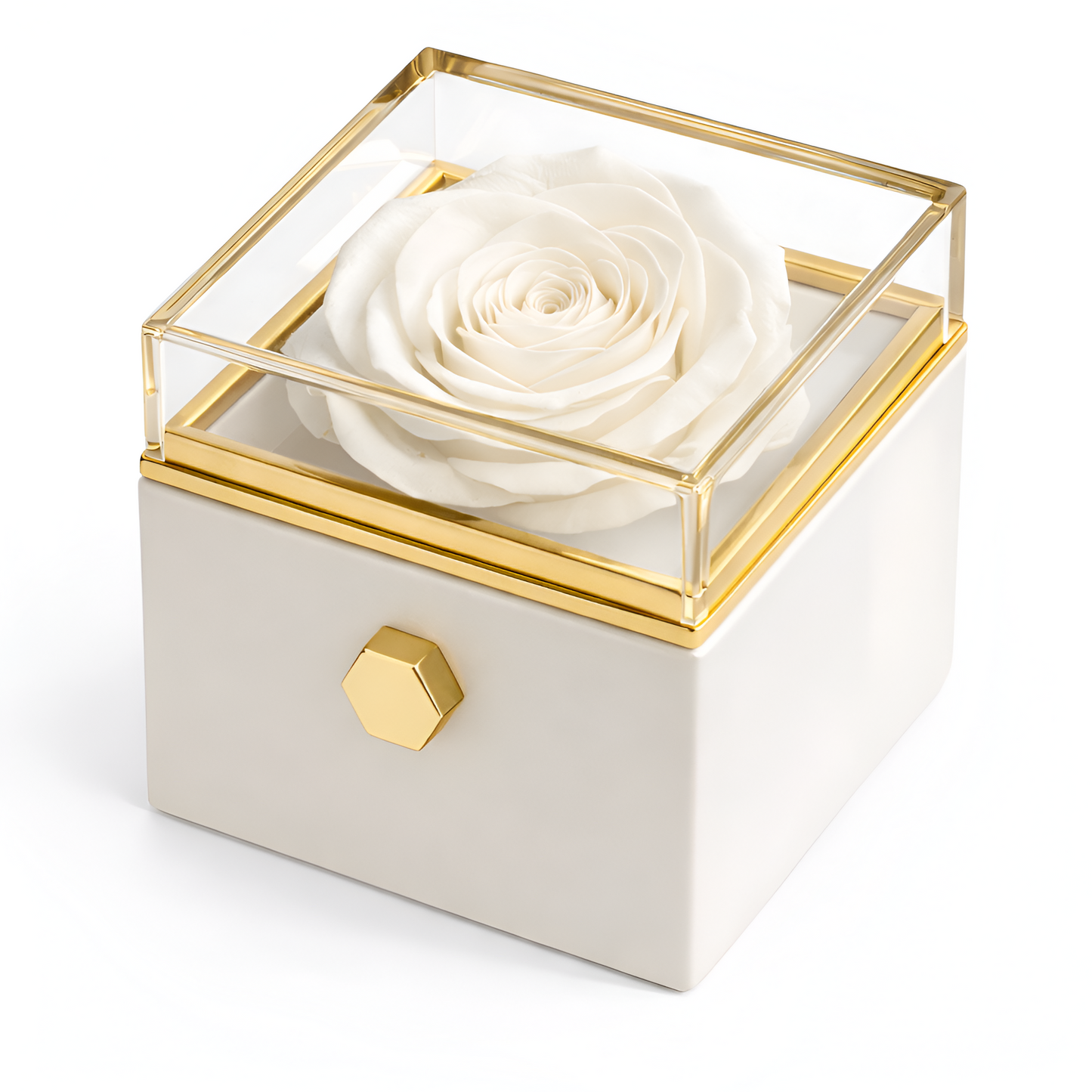 Boîte à roses éternelles | Rose véritable et collier personnalisé