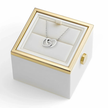 Boîte à roses éternelles | Rose véritable et collier personnalisé